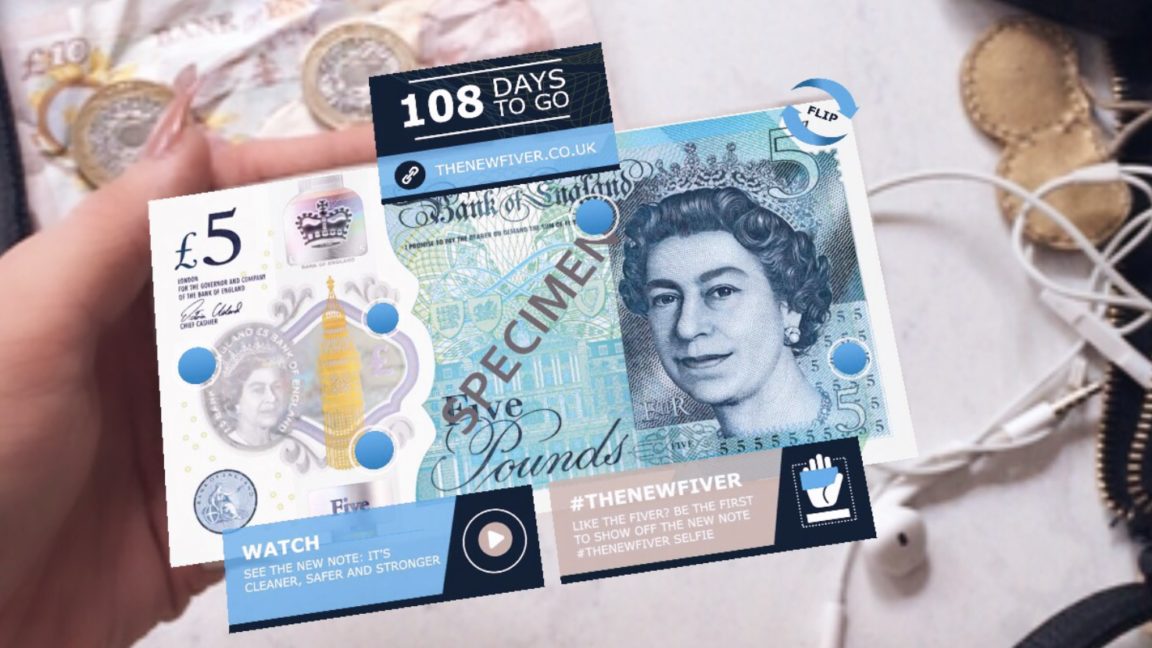 Bank of England Reveals New 5 Pound Note Design with Augmented Reality